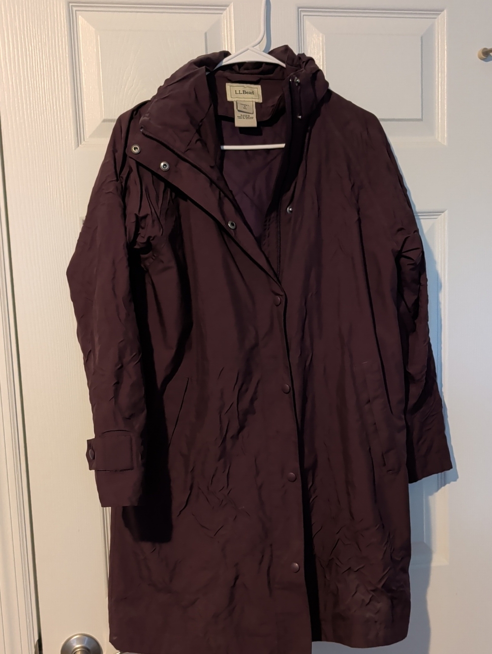 L.L. Bean Women's Hooded Trench Coat in Plum